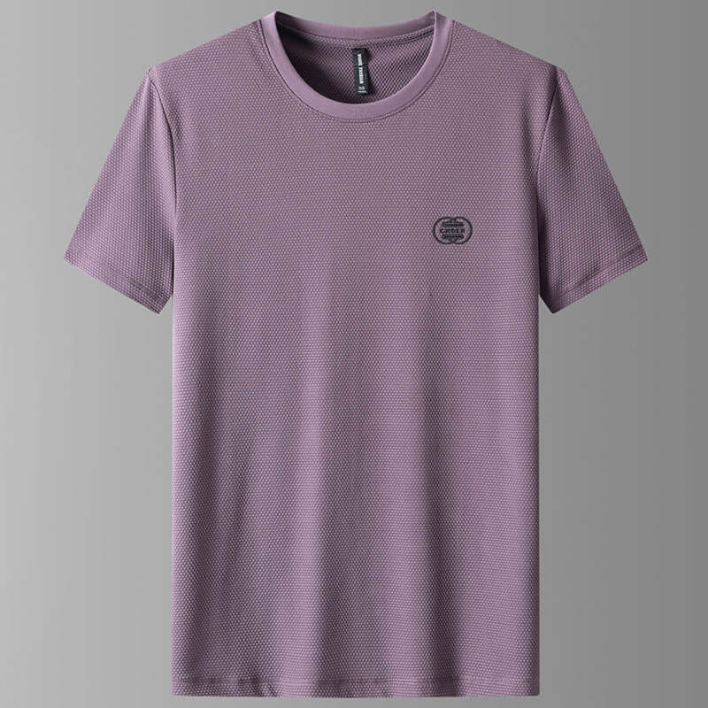 Men's Ice Silk T-shirt in deep purple, showcasing breathable and lightweight fabric for effortless style.