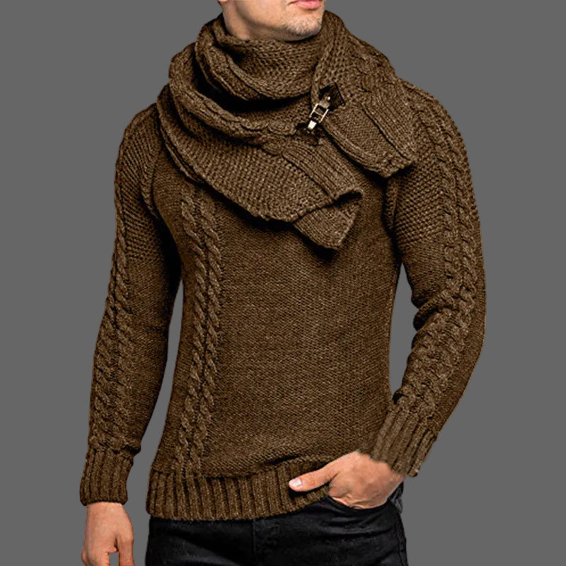 Conjunto de Suéter y Bufanda de Cable Para Hombre