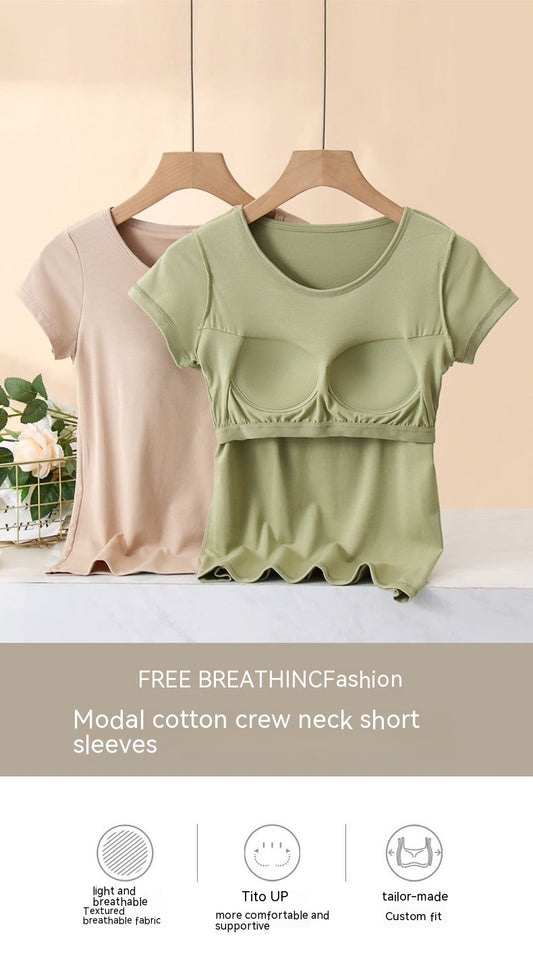 Women's Short-sleeved T-shirt With Bra