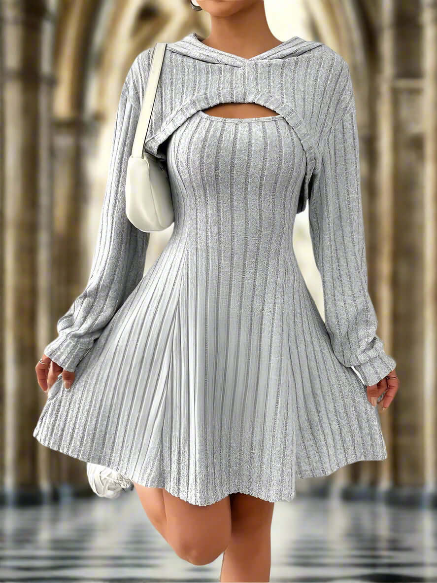 Conjunto de chal y vestido con capucha para mujer