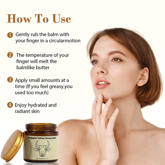 Whipped Beef Tallow & Raw Honey Moisturizer by Lopeie | Face & Body Cream | 4.23 oz