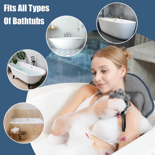 Full Body Bath Pillows for Tub Luxury Bathtub Pillow Cushion for Head,Shoulder,Back&Lumbar Support Thick Tub Pillow for Bathtub for Women Relaxing Soft 5D Air Mesh Mat 12 Non-Slip Power Suction Cups.