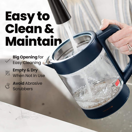 Discover the Vianté electric kettle with infuser, perfect for loose leaf tea. Enjoy temperature control and automatic shut-off for a perfect brew.