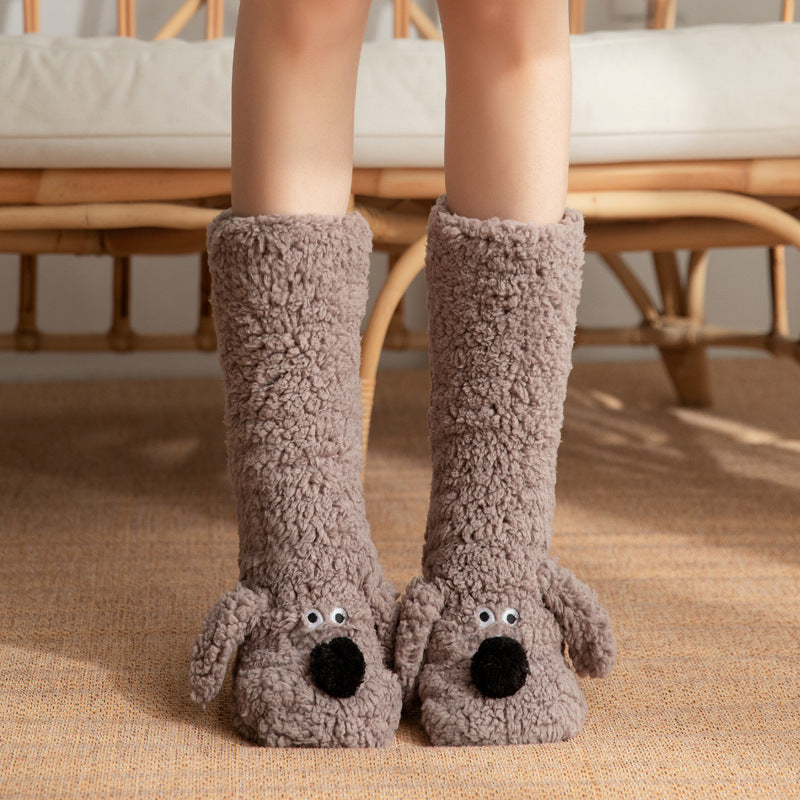 Stylish Women's & Girl’s Winter Dog Non-Slip Socks