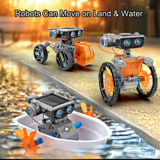 Sillbird STEM 15-in-1 Solar Robots Toys for Boys & Girls Age 8+, Solar or Battery Dual Power Drive DIY Building Science Education Kits
