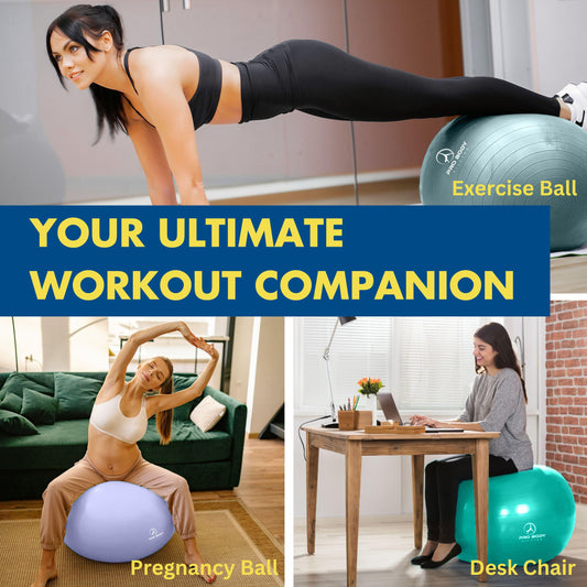 ProBody Pilates Birthing Ball - Pregnancy Ball Exercise for Labor with Book, Yoga Ball Pregnancy w/Prenatal and Postnatal Exercise, Extra Thick Birth Ball Pregnancy (Mist, 75 cm: 5'10" +)