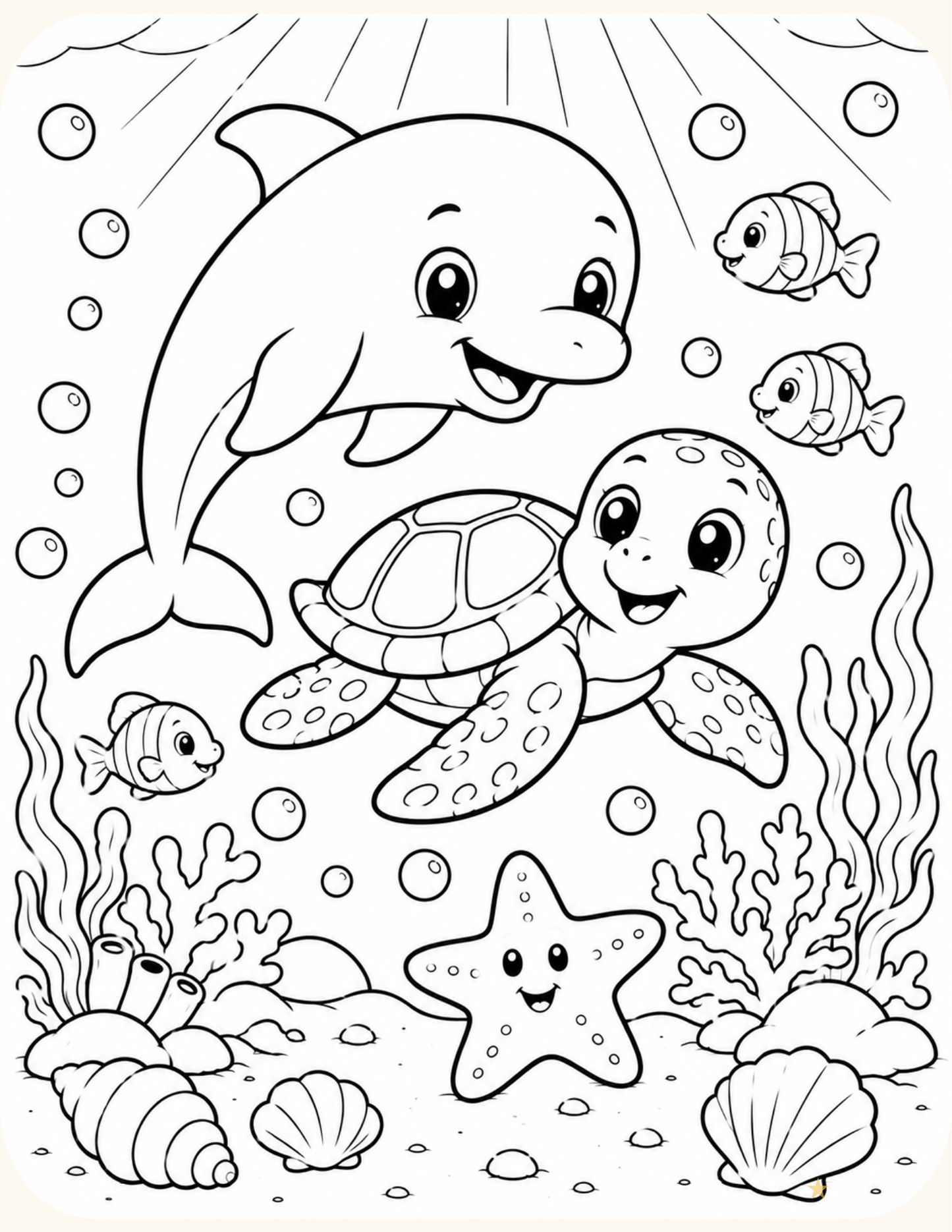 Ocean Adventures Coloring Book for Kids Ages 3–8 | Printable Ocean Animal Coloring Pages | Caribbean Beach Fun | Preschool Coloring Book PDF