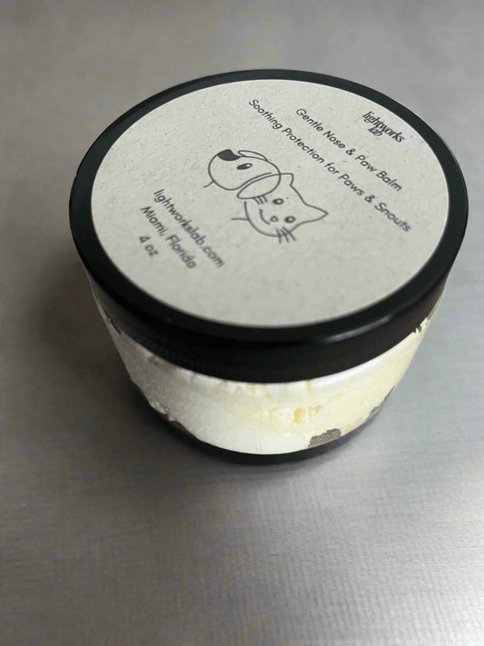 Gentle Nose & Paw Balm 4 oz jar with soothing protection for paws and snouts, lick-safe, fragrance-free formula.