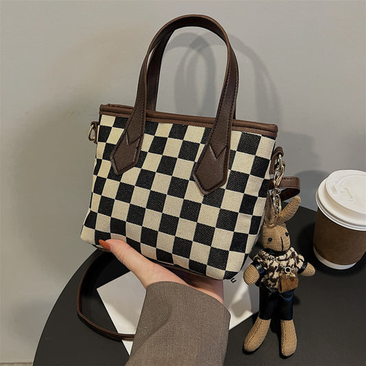 Houndstooth or Plaid Shoulder Portable Messenger Bag