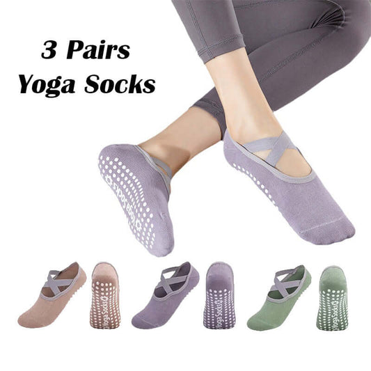Women's 3 pairs yoga socks with anti-skid design, perfect for yoga, Pilates, and various workouts.