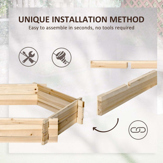 Easy assembly method for screwless raised garden bed, no tools required for setup.