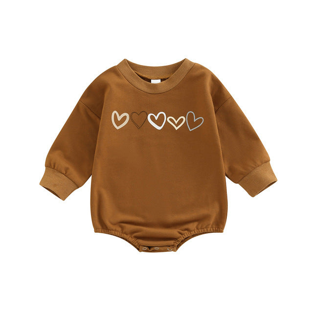 Get ready to fall in love with this cute Children's Love Embroidered One-piece Long Sleeve Romper! It's perfect for autumn days, whether your little one is indoors or outdoors. Made of soft cotton, it's perfect for any occasion - it's simply adorable! Acc