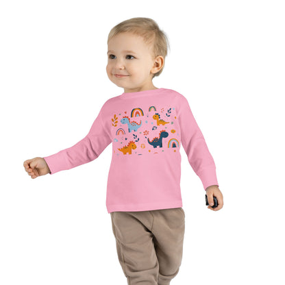 This adorable Dinosaurs, Flowers & Rainbows Toddler Tee is perfect for little ones who love vibrant and fun designs. Made with 100% combed, ring-spun cotton, this light fabric tee is comfortable and durable for all-day wear. With a toddler unisex fit, rib