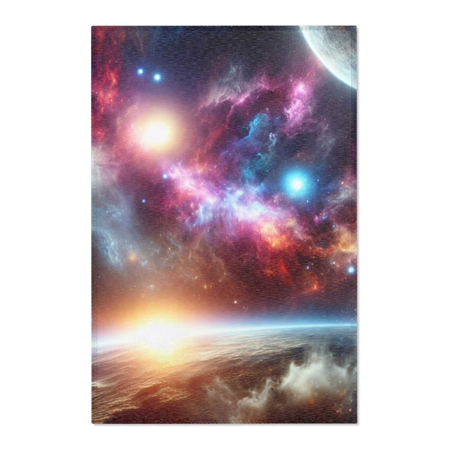 Bring the beauty of the night sky into your home with this Vast Galaxy Area Rug. Perfect for astronomy enthusiasts and stargazers, this rug adds a mystical and dreamy vibe to any room, indoor or out. Ideal for decorating a bedroom, living room, study or o