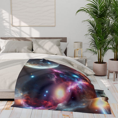 This Vast Galaxy Arctic Fleece Blanket exudes a cosmic and dreamy vibe, perfect for stargazers and space enthusiasts. It offers warmth and comfort, making it ideal for cozy nights at home or outdoor adventures. This blanket is relevant for occasions like