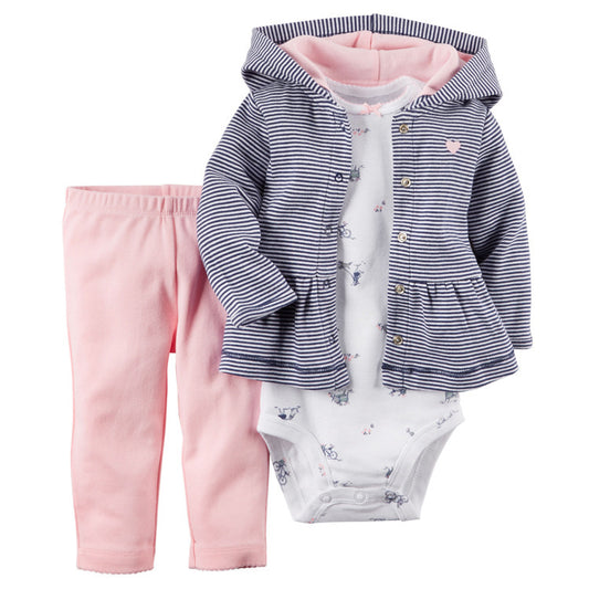 Our irresistible 3 pc sets, complete with onesies, hoodies, and sweat pants. Get more than one & create endless outfit combinations for your little ones, perfect for any occasion like travel, parties, and park outings. Get yours now and enhance your kid's