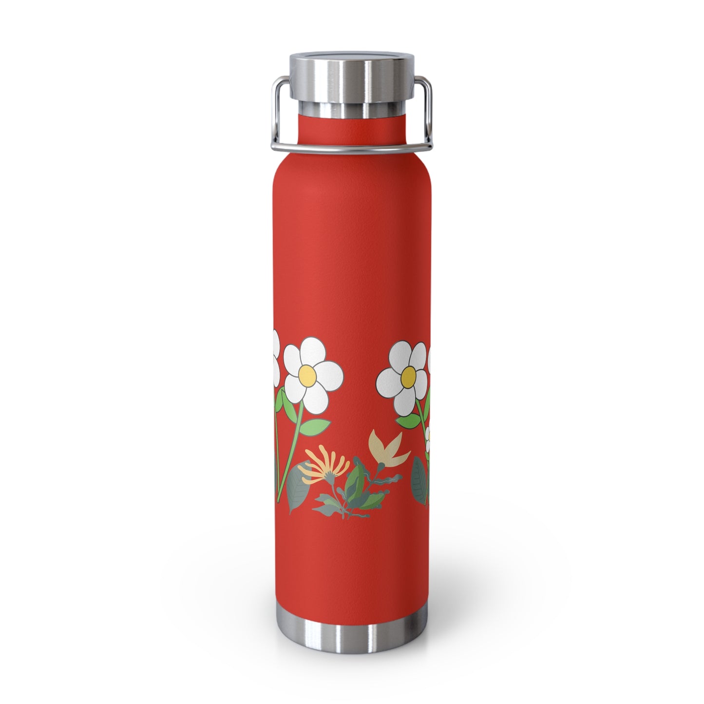 A daisy meadow copper insulated bottle perfect for keeping drinks hot or cold for extended periods. This bottle is ideal for nature lovers and outdoor enthusiasts, adding a touch of charm to their hydration routine. Great for picnics, hikes, and camping t