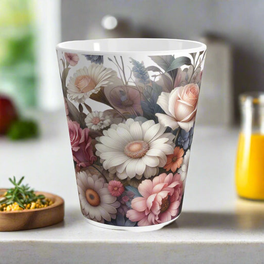 This Floral Beauties Latte Mug exudes a charming and feminine vibe, perfect for sipping your favorite latte or tea. It makes a lovely gift for flower lovers and can add a touch of elegance to any morning routine. Ideal for birthdays, Mother's Day, or as a