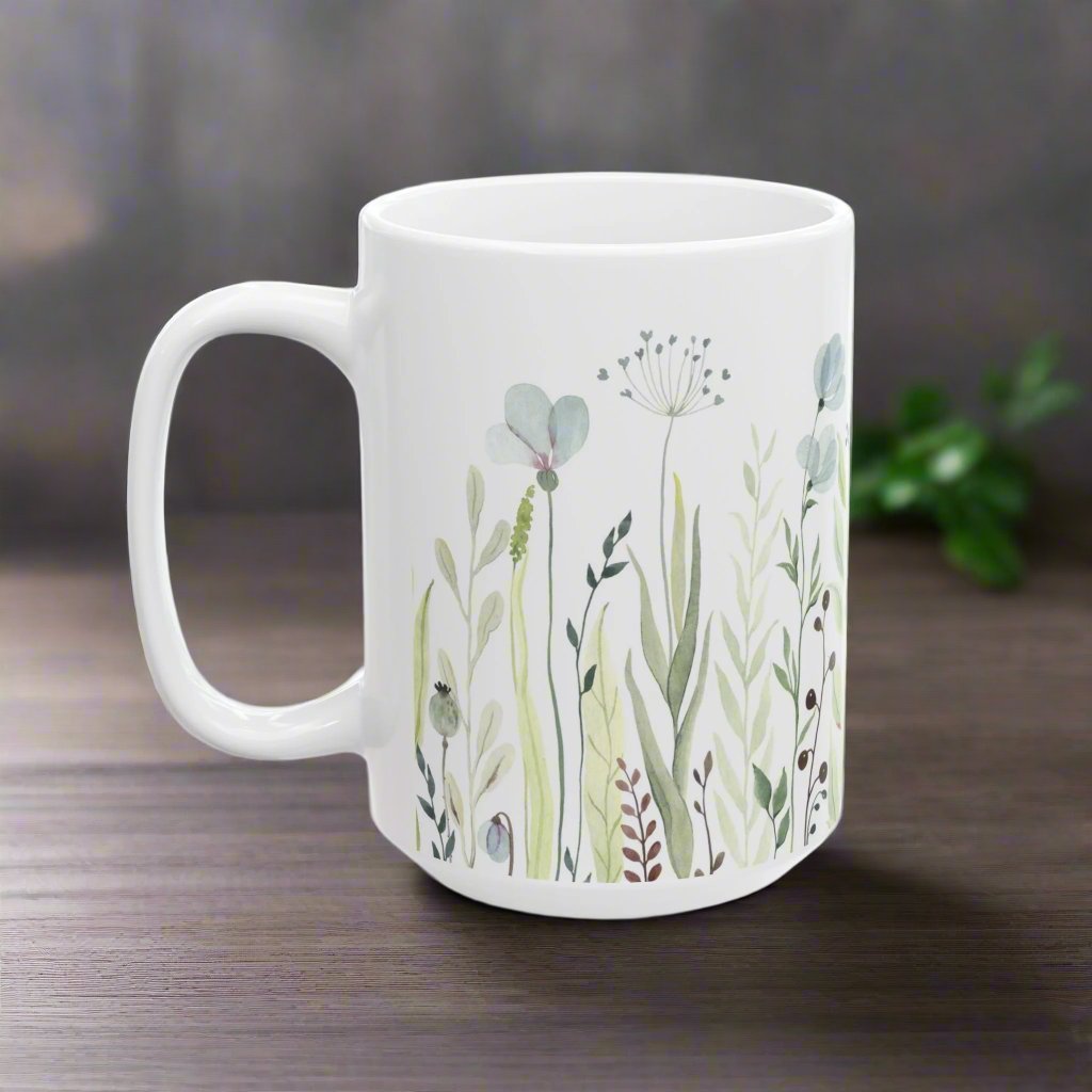 Floral zen ceramic mug perfect for adding a touch of tranquility to your morning routine. With vibrant colors and durable ceramic, this mug is both functional and stylish. Ideal for those who enjoy a calming atmosphere with their daily coffee or tea. Grea