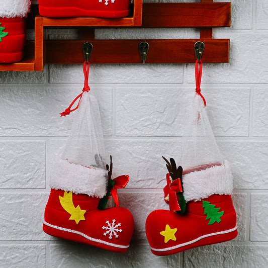 Decoración navideña con botas de Papá Noel