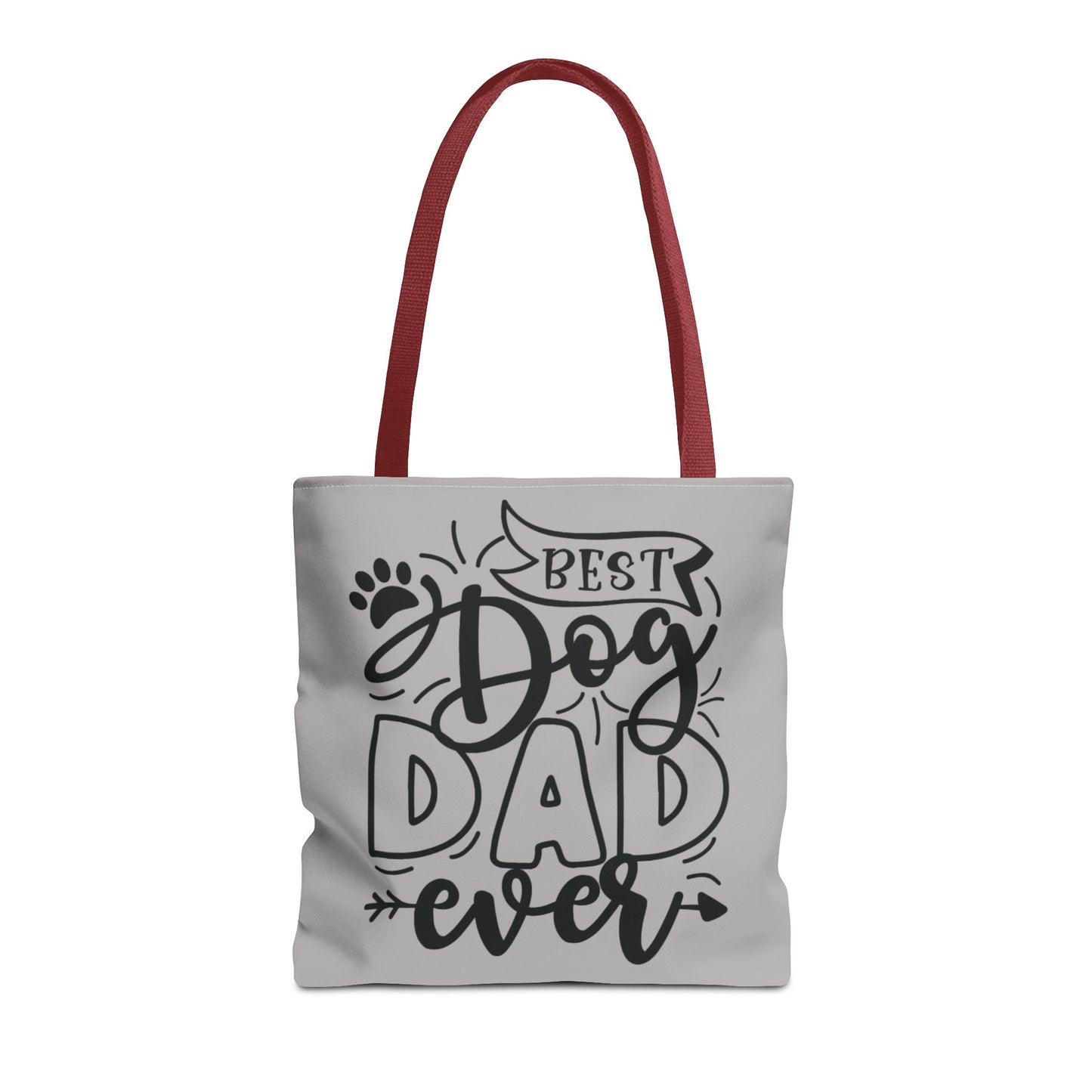 Canvas Tote Bag with 'Best Dog Dad Ever' on front & 'Dog Mom Fur Life' on back, perfect for dog-loving couples. Gives off a cozy and inclusive vibe, suitable for dog parents celebrating special occasions or everyday use.Product features- 100% Polyester bo