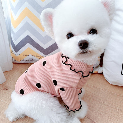 Envision your furry friend wearing this gorgeous polka dot turtleneck in vibrant green, pink, or yellow – perfect for any occasion! Many sizes available!