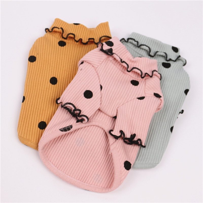 Envision your furry friend wearing this gorgeous polka dot turtleneck in vibrant green, pink, or yellow – perfect for any occasion! Many sizes available!