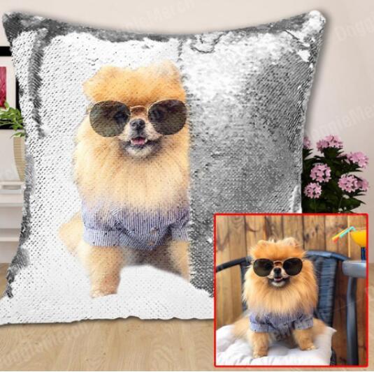 Experience the ultimate in personalized luxury with our CUSTIMO Photo Pet Sequins Pillow. Adorned with your chosen image, this one-of-a-kind pillow will make a memorable gift for your loved one. Simply upload a photo from your phone and let our skilled ar