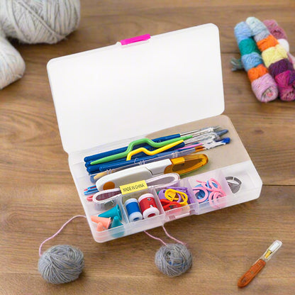 Experience a new skill set with this Crochet tool set, featuring needles, hooks, counting rings, and more! Perfect for bonding with your child and ideal for art projects for any boy or girl. Unleash your creativity and have fun! Storage box included! Deli