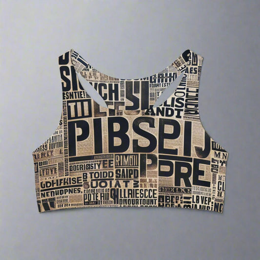 Newspaper Print Sports Bra