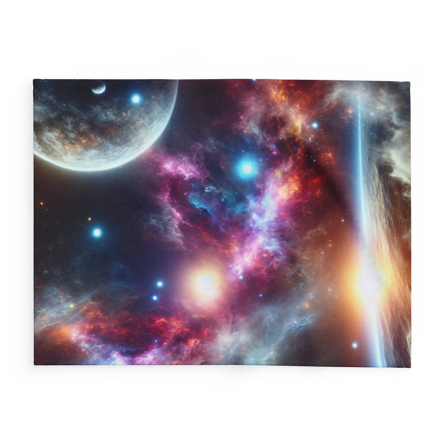 This Vast Galaxy Arctic Fleece Blanket exudes a cosmic and dreamy vibe, perfect for stargazers and space enthusiasts. It offers warmth and comfort, making it ideal for cozy nights at home or outdoor adventures. This blanket is relevant for occasions like