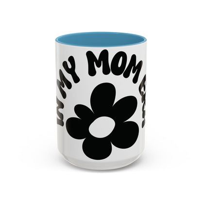 Elevate your coffee or tea ritual with these stylish and functional ceramic mugs, available in 11oz and 15oz sizes. The sleek glossy finish and eye-catching color contrast make these mugs a joy to use and look at. Perfect for moms enjoying the mom era and