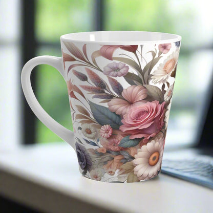 This Floral Beauties Latte Mug exudes a charming and feminine vibe, perfect for sipping your favorite latte or tea. It makes a lovely gift for flower lovers and can add a touch of elegance to any morning routine. Ideal for birthdays, Mother's Day, or as a