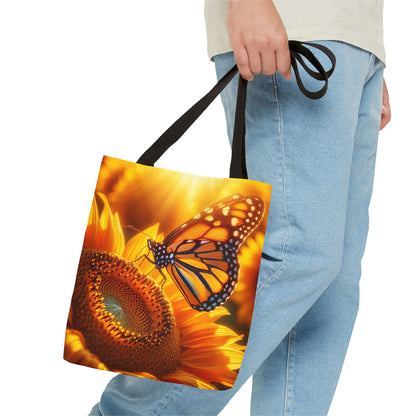 This Monarch Butterfly on Sunflower Tote Bag brings a touch of nature and beauty to your everyday outings. Perfect for nature lovers, garden enthusiasts, and those who appreciate vibrant colors. Ideal for picnics, farmer's market trips, and beach days.Pro