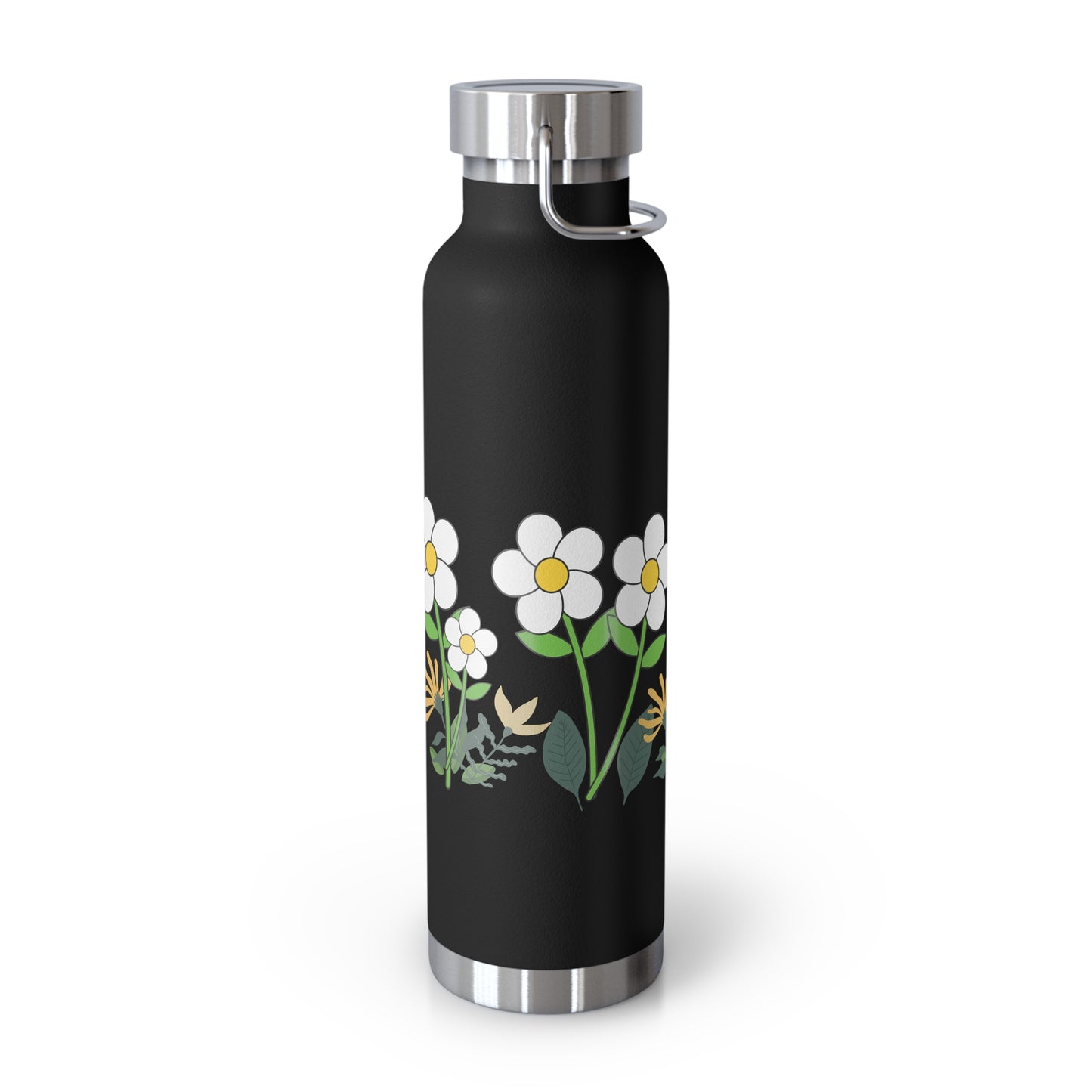 A daisy meadow copper insulated bottle perfect for keeping drinks hot or cold for extended periods. This bottle is ideal for nature lovers and outdoor enthusiasts, adding a touch of charm to their hydration routine. Great for picnics, hikes, and camping t