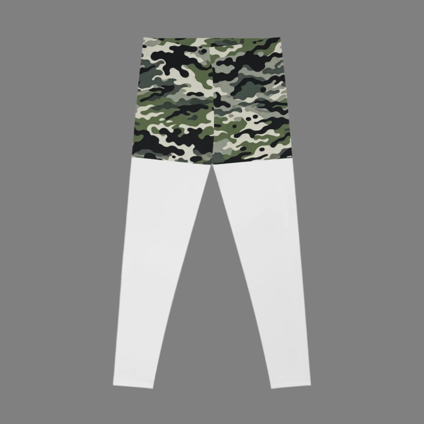 Stay comfy and stylish in these ankle-length leggings featuring a trendy camo print shorts design. The thin elastic waistband gives them a casual look, perfect for everyday wear. Made with a durable blend of 88% polyester and 12% elastane, these leggings