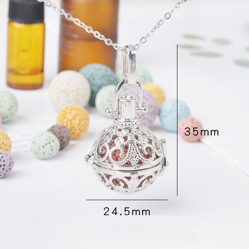 Experience the power of aromatherapy with our stunning Volcanic Rock pendant. Infuse your favorite essential oils for a moment of relaxation and de-stressing from daily triggers. Breathe in and feel the soothing effects. Chain 45 CM (18") + 5 CM (2") exte