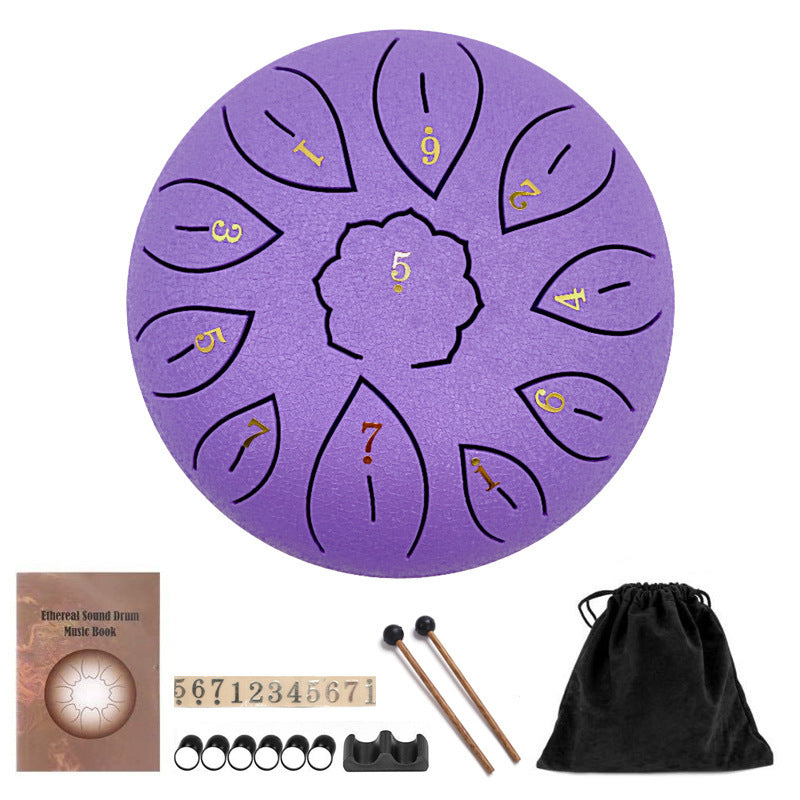 Experience a unique and resonant sound with 6-inch 11-tone Ethereal Drum C Steel Tongue Drum, perfect for sound healing settings. The vibrant tones of this instrument blend with the therapeutic intentions of sound healing, creating a truly immersive exper