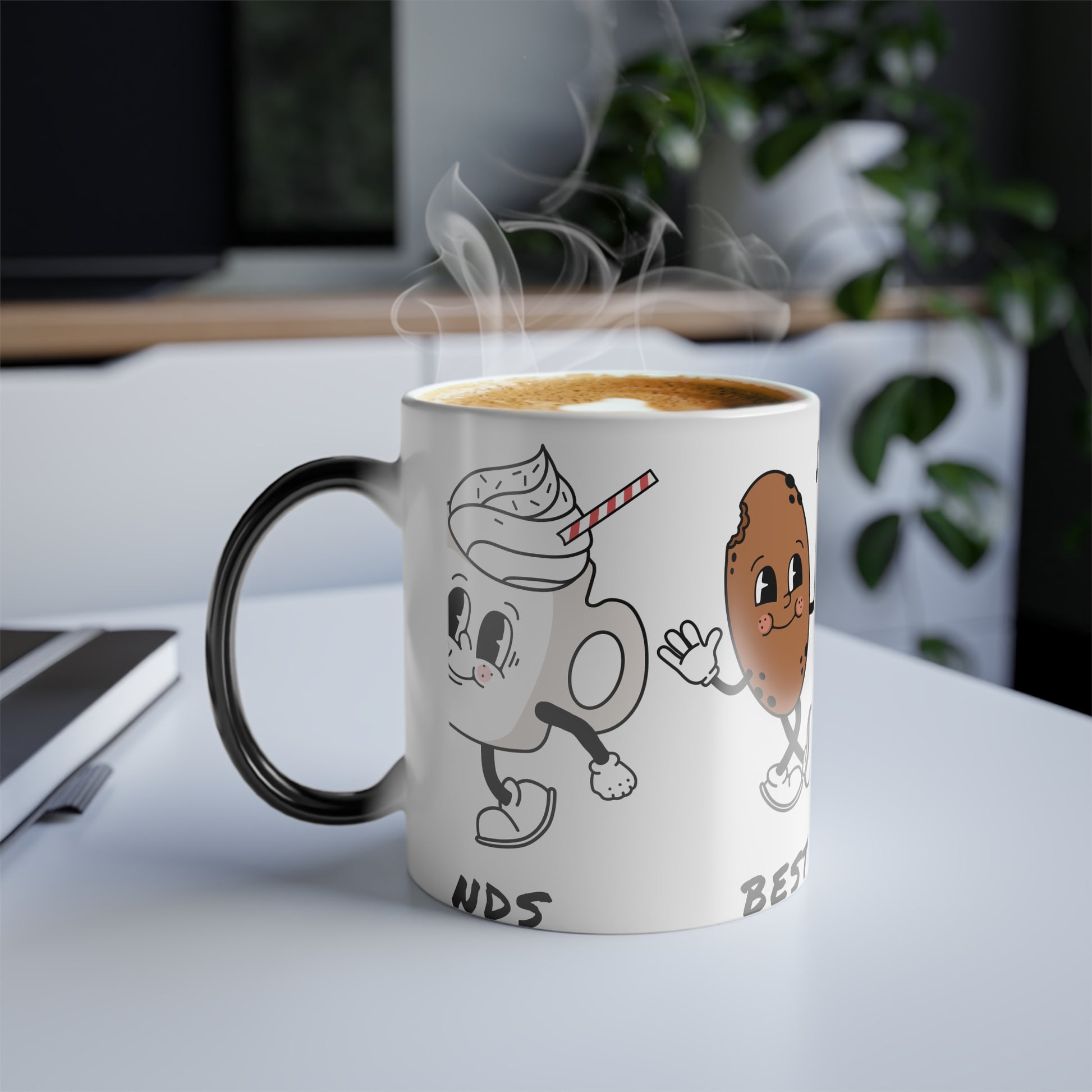 This color morphing mug is perfect for best friends, featuring a heat-sensitive design that reveals your favorite image when filled with a hot drink. It's ideal for cozy coffee or hot chocolate sessions with your bestie, adding a fun and interactive eleme