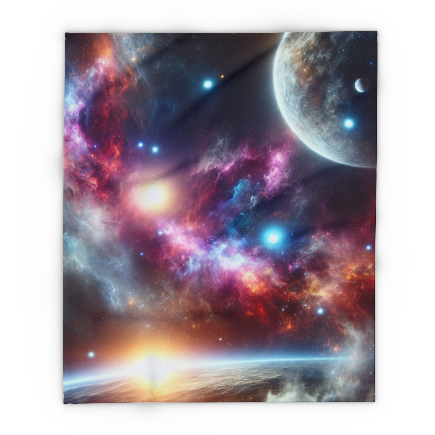 This Vast Galaxy Arctic Fleece Blanket exudes a cosmic and dreamy vibe, perfect for stargazers and space enthusiasts. It offers warmth and comfort, making it ideal for cozy nights at home or outdoor adventures. This blanket is relevant for occasions like