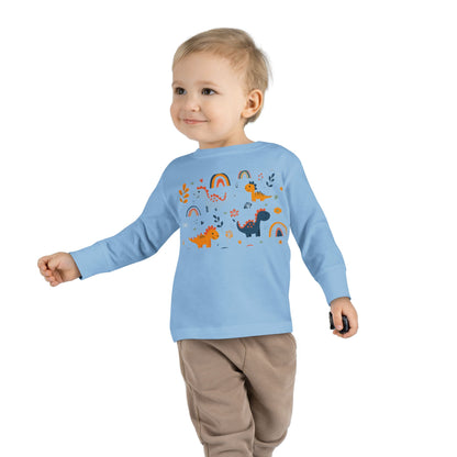 This adorable Dinosaurs, Flowers & Rainbows Toddler Tee is perfect for little ones who love vibrant and fun designs. Made with 100% combed, ring-spun cotton, this light fabric tee is comfortable and durable for all-day wear. With a toddler unisex fit, rib