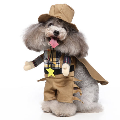 Dress up your furry friends in these costumes made of skin-friendly polyester fabric, perfect for any occasion. The sets include a hat, clothes, and cloak, all easily removable for quick changes. Its cute cartoon design will surely make your pet the cente