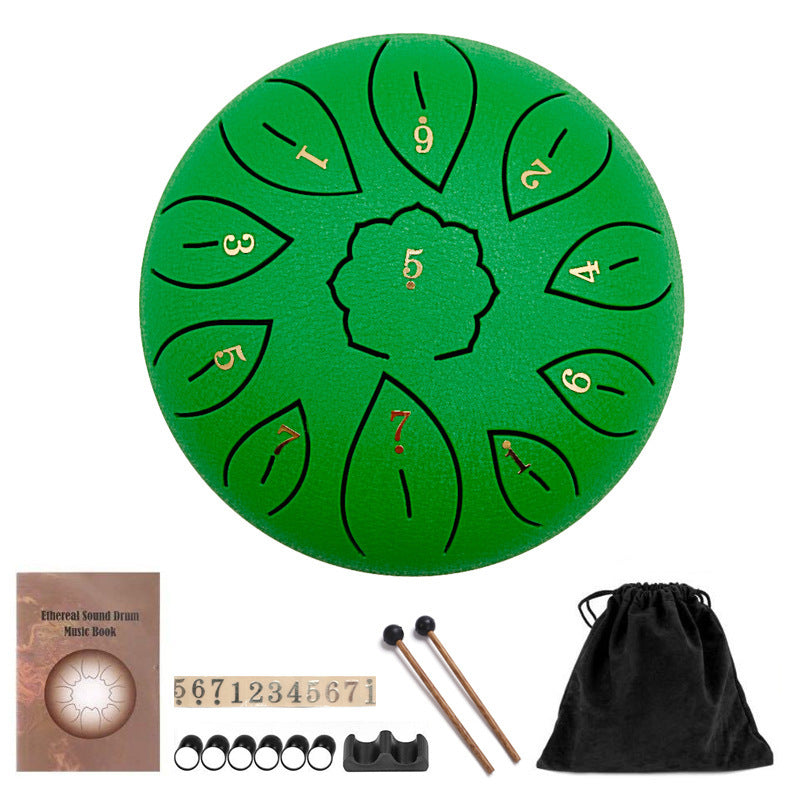 Experience a unique and resonant sound with 6-inch 11-tone Ethereal Drum C Steel Tongue Drum, perfect for sound healing settings. The vibrant tones of this instrument blend with the therapeutic intentions of sound healing, creating a truly immersive exper