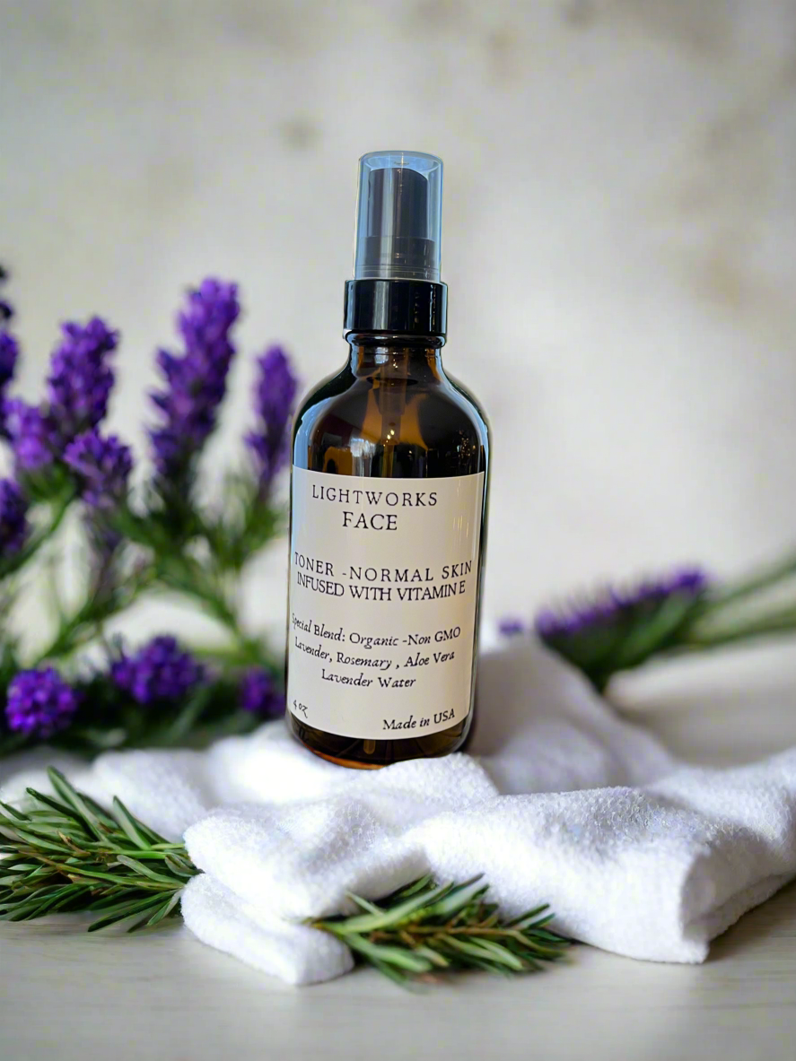 Normal: Reveal your healthiest, most radiant complexion with our organic face toner for normal skin. Bursting with plant-powered ingredients like Lavender, Aloe Vera, and Rosemary, this gentle mist cleanses and nourishes for a vibrant glow. Infused with s