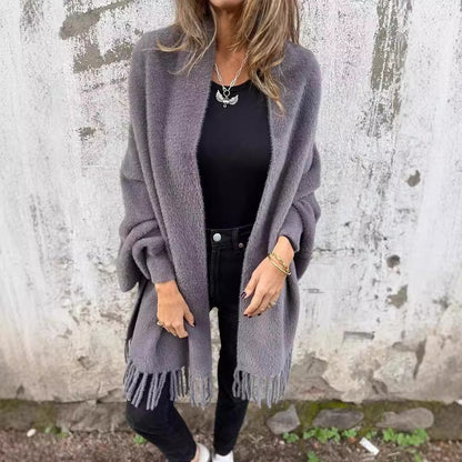 Women's Sleeved Open Cardigan and Loose Shawl