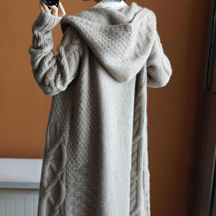 Women's Knitted Long Cardigan