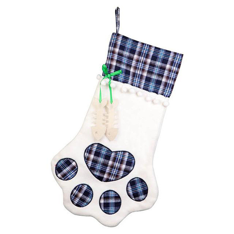 Plaid Paw Stockings - Perfect for including your furry companions in the spirit this Christmas season! Spaciously sized to hold their favorite bones, treats, and toys. Choose from festive red or royal blue. Crafted by hand with care. Available in gingham