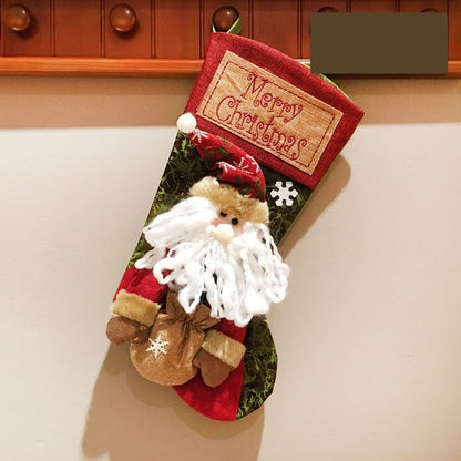 Add a touch of winter wonderland to your holiday decor with this Christmas stocking featuring charming reindeer, Santa, and snowman designs. Beautifully crafted to adorn your mantle or hang from your tree, this stocking is a must-have for a luxurious and