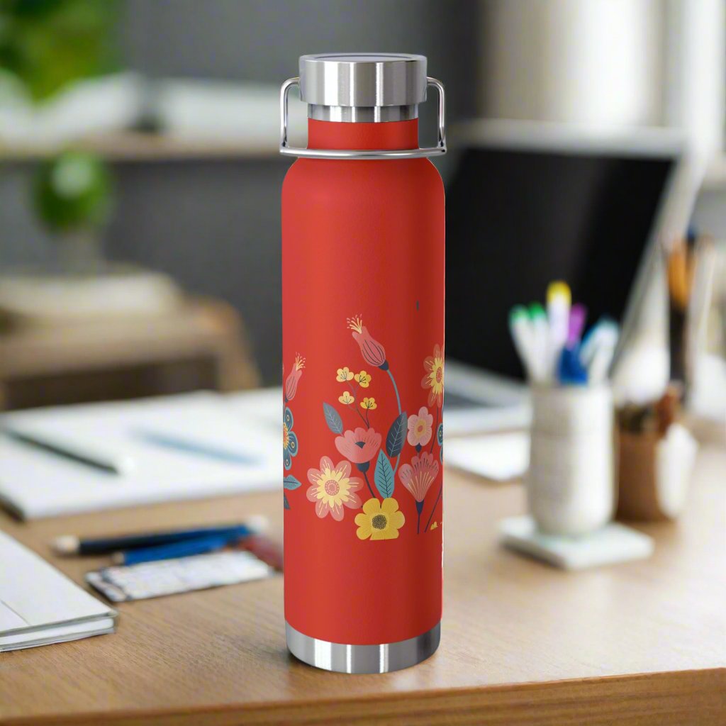 Yoga Lover Gift Travel Companion Stay Hydrated Outdoor Enthusiast Nature Inspired Insulated Bottle Gift for Her Flower Lover Gift Floral Garden Eco-Friendly Choice Copper Vacuum Birthday Gift Idea22oz Capacity workout work from home gift for coworker Hiking Essential gym gym water bottle