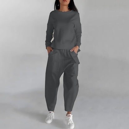 Women's Sweatsuit with Lace Up Back slit Top & Loose Pants set